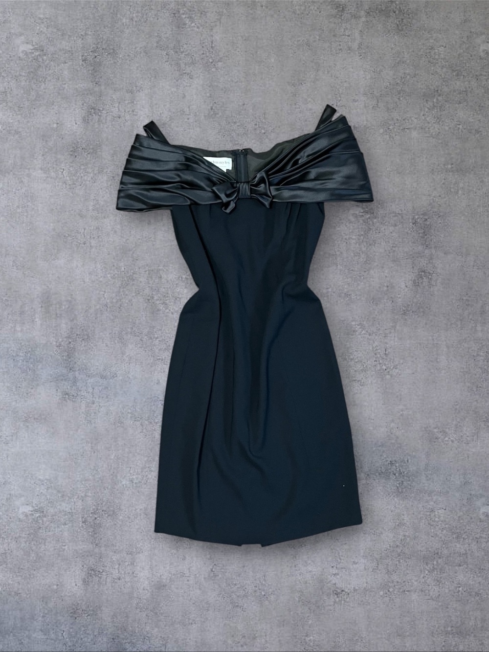 Vintage 80s Black Over the Shoulder Morton Myles Sz 10 Cocktail Dress